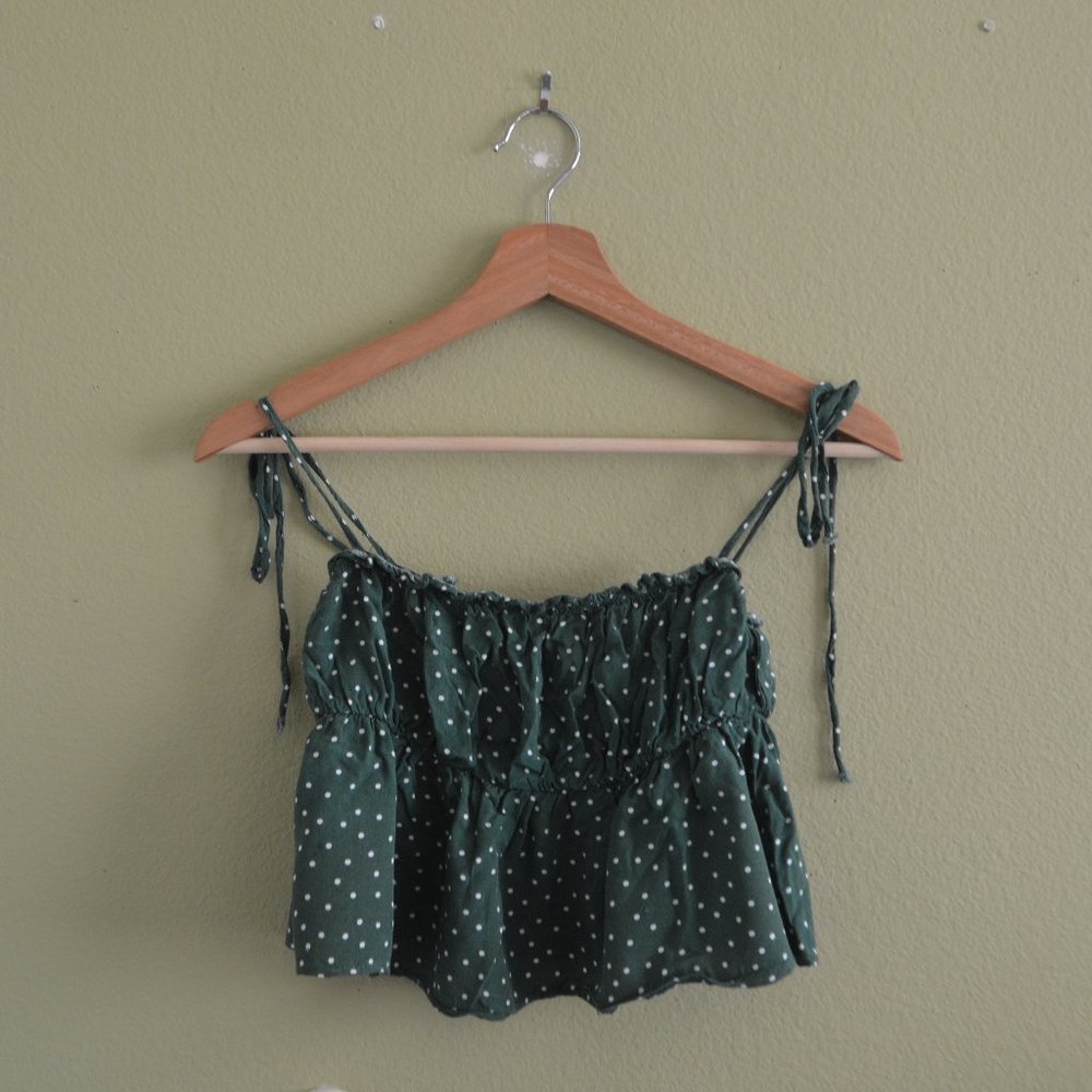PACSUN Green Polka Dot Cami Crop Top
